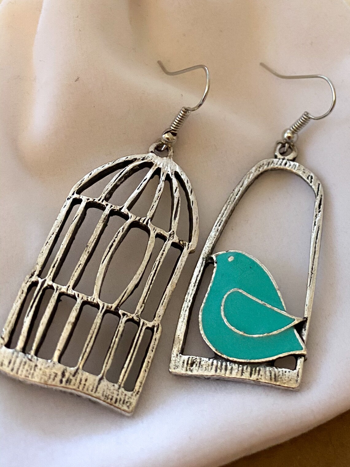 Fun Fashion Asymmetric Bird Cage Earrings Etsy