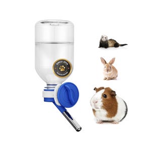 Choco Nose No-Drip Guinea Pigs Water Bottle/Dispenser Small Bunnies/Ferrets Adjustable Cage Mount. 10.2 Fl oz Leak-proof Nozzle 10mm (C128)