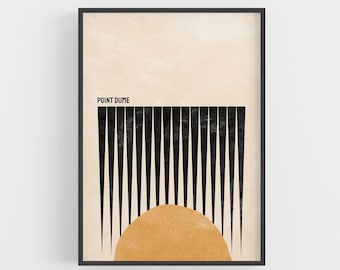 Point Dume Beach Poster, Retro California Wall Art