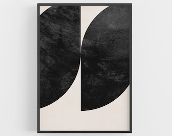 Impresión artística de formas abstractas minimalistas, decoración de pared moderna de mediados de siglo
