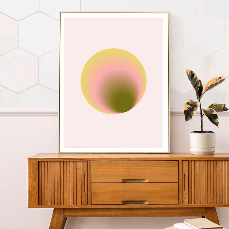 Minimalist Art Print Mid Century Modern Art Print Abstract Shape Art Print Circle Gradient Abstract Wall Art