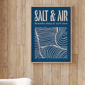 Arte mural costero, impresión de olas oceánicas, póster de surf vintage, arte mural de tabla de surf, póster del océano, decoración de pared de playa, arte mural imprimible