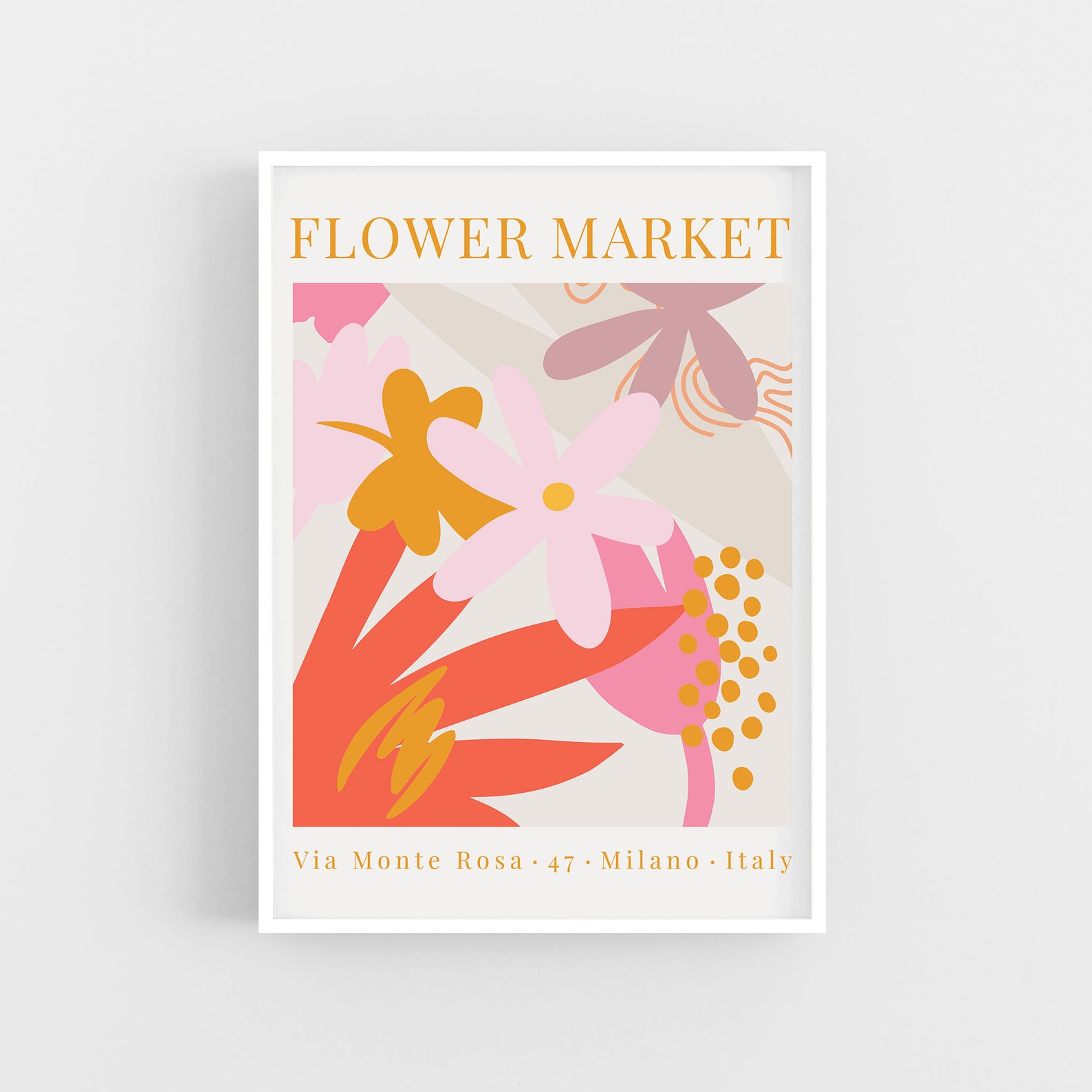 Flower Market Poster Retro Minimalist Flower Market Art Etsy