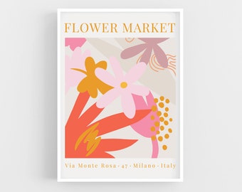 Flower Market Poster, Retro Floral Art Print