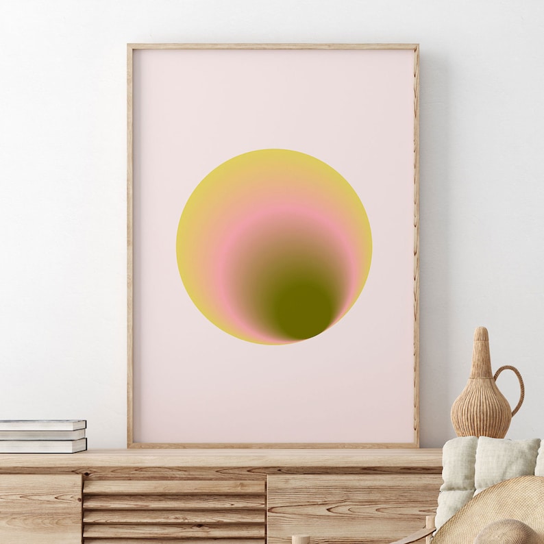 Minimalist Art Print Mid Century Modern Art Print Abstract Shape Art Print Circle Gradient Abstract Wall Art