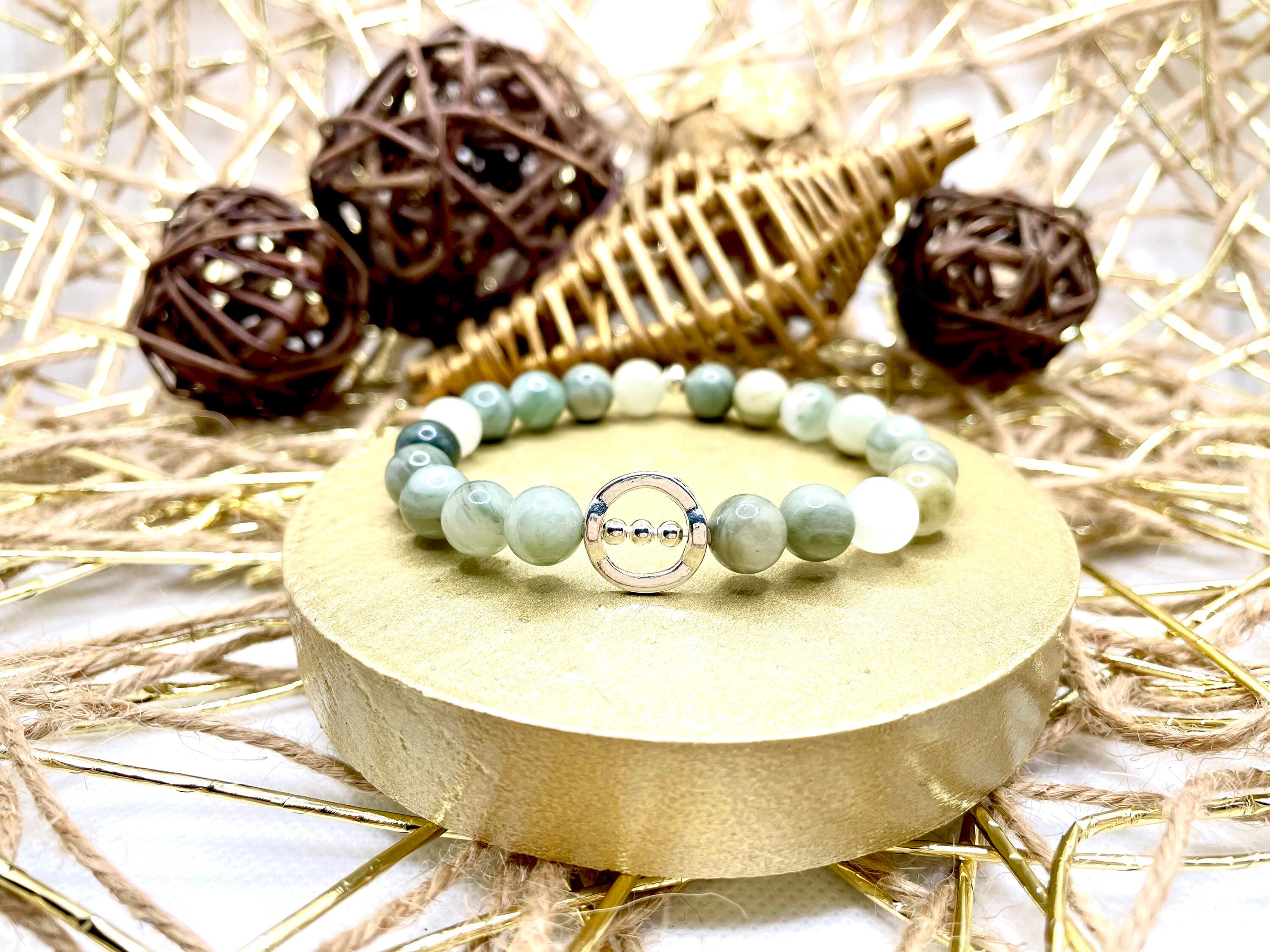 Spiritual Healing Agate Bead Stretch Bracelet with Silver Tone Etsy