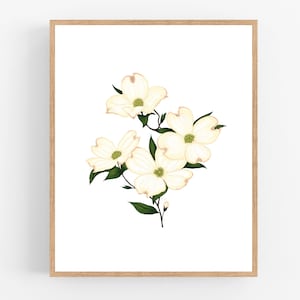 Dogwood Print / Printable / Art / Digital Download / Illustration / Botanical Print / Dogwood Flower / Virginia / North Carolina