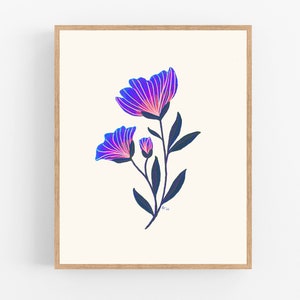 Gouache Flower No. 6 / Folk Flower Illustration / Printable / Art / Digital Download / Bright / Happy / Mexican / Folk Art / Wall Decor image 1