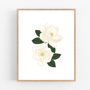 Magnolia Color Illustration Print / Printable / Art / Digital Download / Botanical Print / Louisiana State Flower / Mississippi State Flower