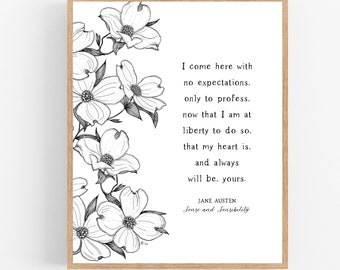 My Heart Is And Always Will Be Yours / Sense and Sensibility / Printable / Digital Download / Jane Austen / Botanical /  Illustration