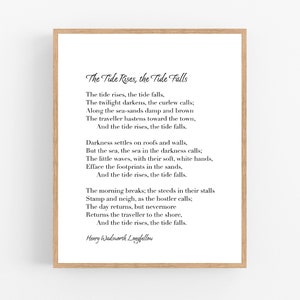 The Tide Rises The Tide Falls / Henry Wadsworth Longfellow / Printable / Art / Digital Download / Literary Quote / Literary Art / Poem