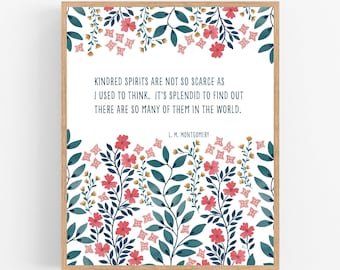 Kindred Spirits / Anne of Green Gables / Printable / Digital Download / L.M. Montgomery / Botanical Art Print/ Literary Print / Floral
