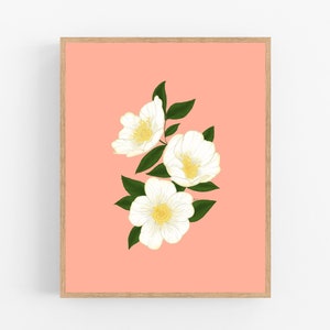 Cherokee Rose Illustration / Printable / Art / Digital Download / Color Sketch / State Flower / Georgia / Peach / Cherokee Rose