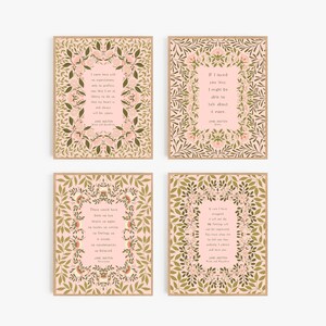 8x10 Jane Austen Love Set of 4 Pink / Four 8x10s / Printable / Digital Download / Favorite Austen Quotes / Art Print/ Literary Prints
