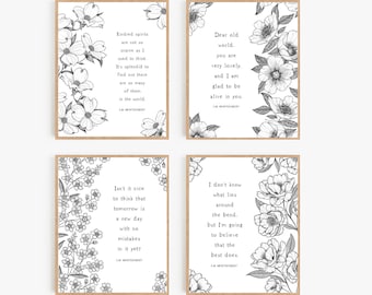 8x10 Anne of Green Gables Set / Vier 8x10er Jahre / Druckbar / Digitaler Download / L.M. Montgomery / Botanischer Kunstdruck / Literarischer Druck / Floral