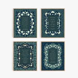 8x10 Jane Austen Love Set of 4 Dark Teal / Four 8x10s / Printable / Digital Download / Favorite Austen Quotes / Art Print/ Literary Prints