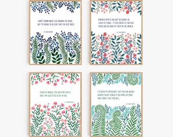 8x10 Anne auf Green Gables Set / vier 8x10 / bedruckbar / Digital Download / L.M. Montgomery / Botanischer Kunstdruck / Literatur / Literatur