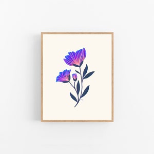 Gouache Flower No. 6 / Folk Flower Illustration / Printable / Art / Digital Download / Bright / Happy / Mexican / Folk Art / Wall Decor image 4