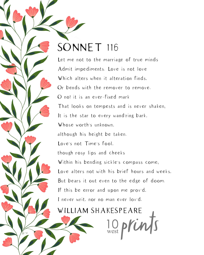 Sonnet 116 / Shakespeare / Printable / Art / Digital Download ...