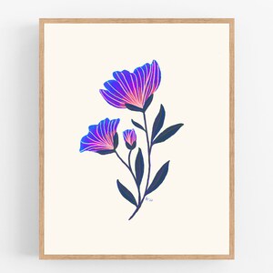 Gouache Flower No. 6 / Folk Flower Illustration / Printable / Art / Digital Download / Bright / Happy / Mexican / Folk Art / Wall Decor image 2