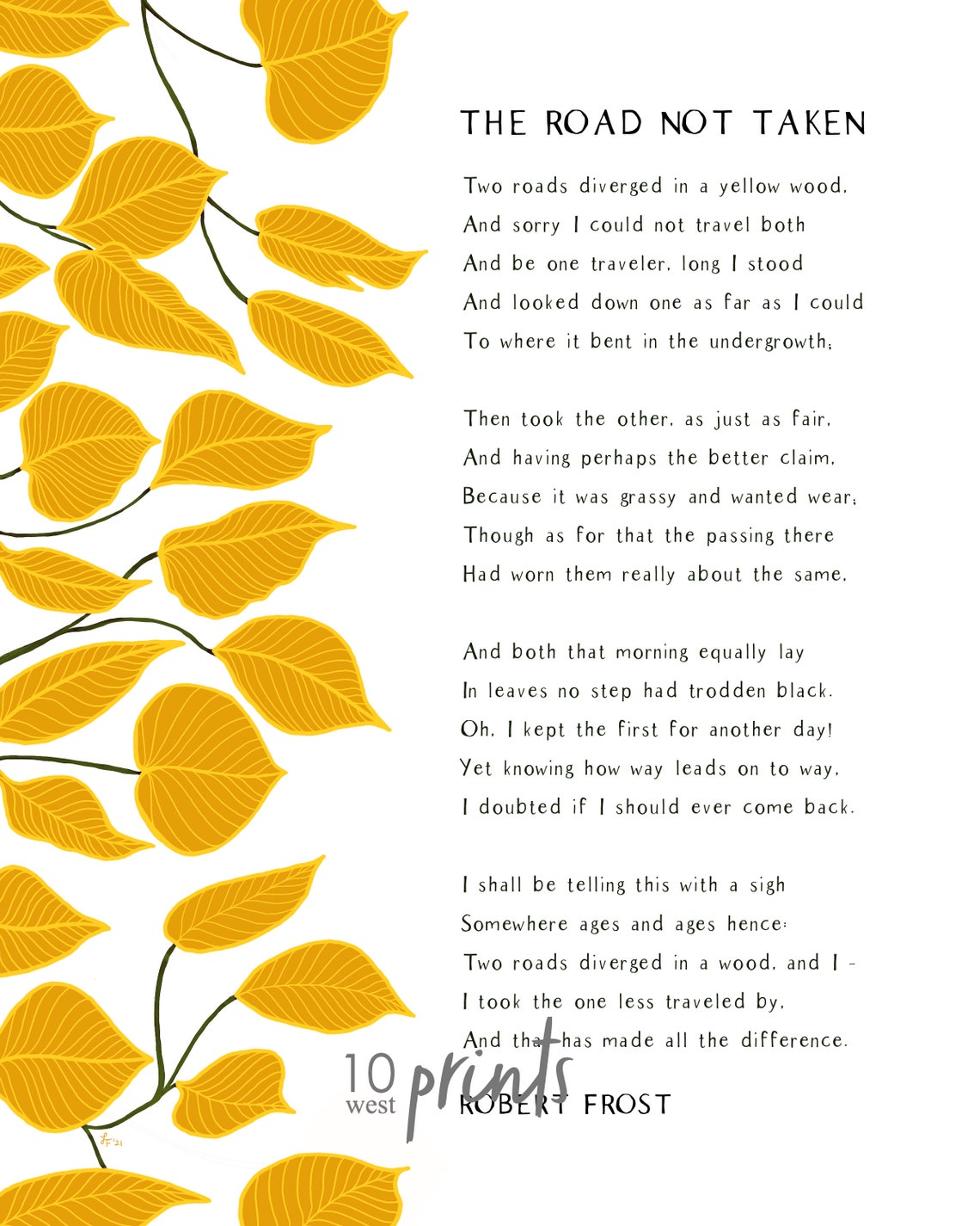 The Road Not Taken / Robert Frost / Printable / Digital - Etsy