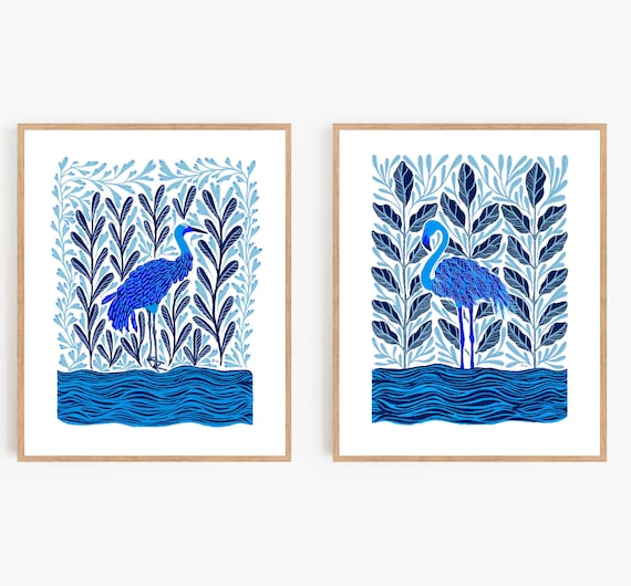 Blue Water Birds Set of 2 / Two 8x10s / Printable / Digital