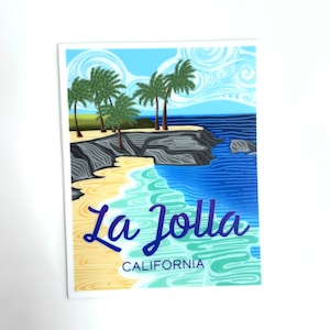 La Jolla Rectangle Vinyl Sticker / Children's Pool, San Diego, UCSD Travel Decal (3 inch)