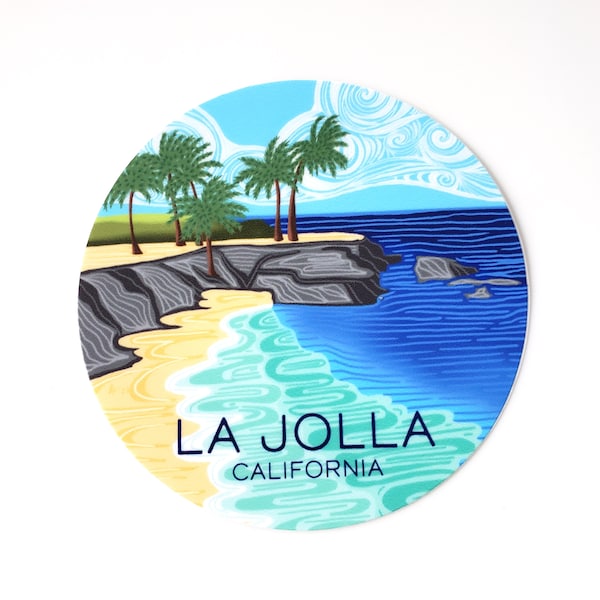 3" La Jolla Circle Vinyl Sticker / La Jolla Decal / California / San Diego / Travel Sticker / Memorabilia / Children's Pool / UCSD / Ocean