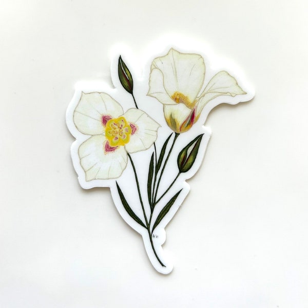 3" Sego Lily Vinyl Sticker / Waterproof Sego Lily Decal / Utah Sego Lily Flower / Utah State Flower Decal Sticker / White Sego Lily Flower