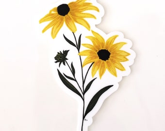 3" Black-eyed Susan Vinyl Sticker / Waterproof Yellow Rudbeckia Decal / Maryland Black-eyed Susan  / Maryland State Flower