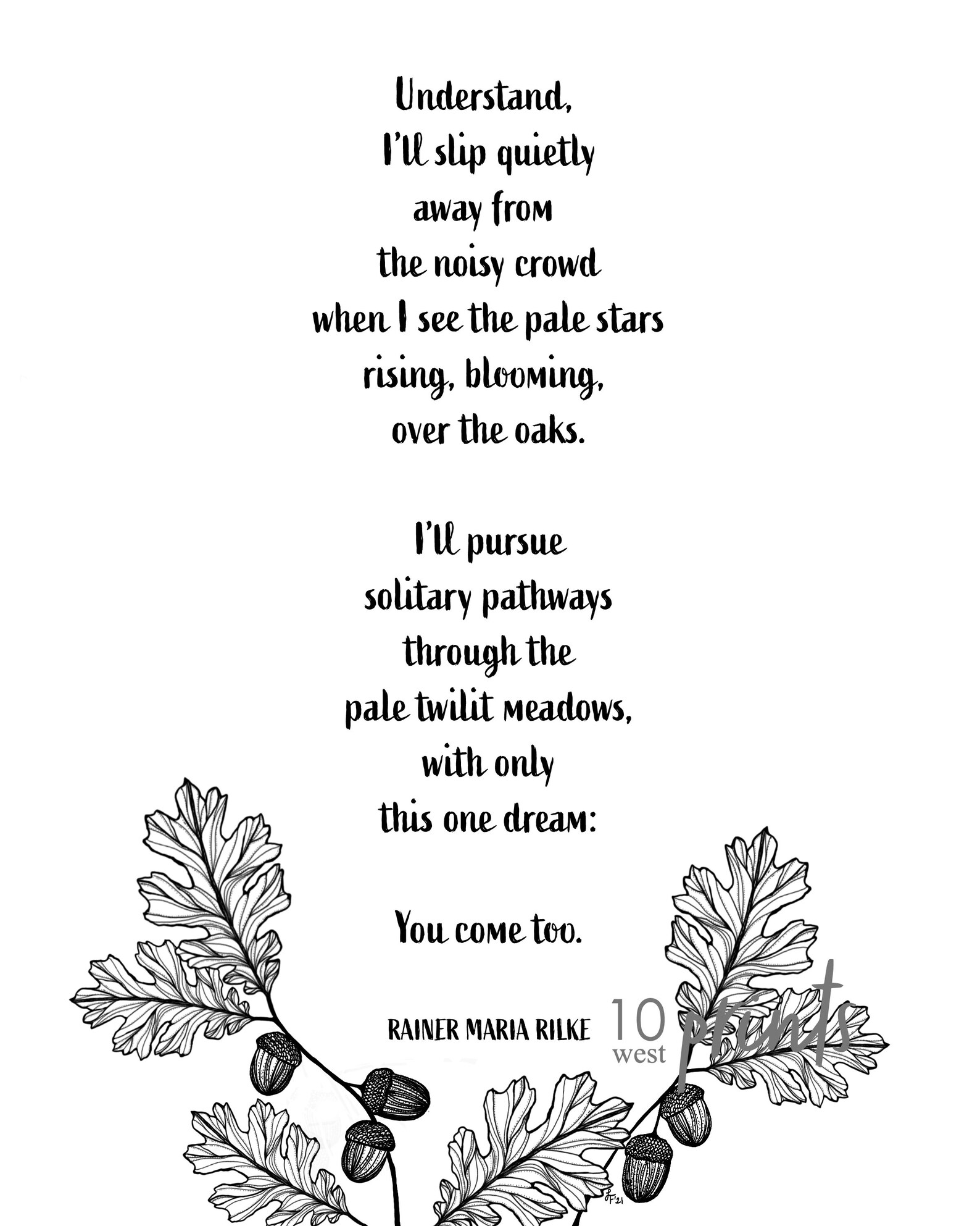 You Come Too / Rainer Maria Rilke / Rilke / Printable / Digital ...