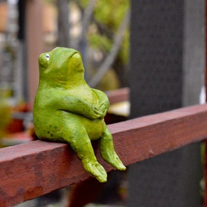 Bored Sitting Frog Figurine For Decoration with a Bench to sit on - Made to Order