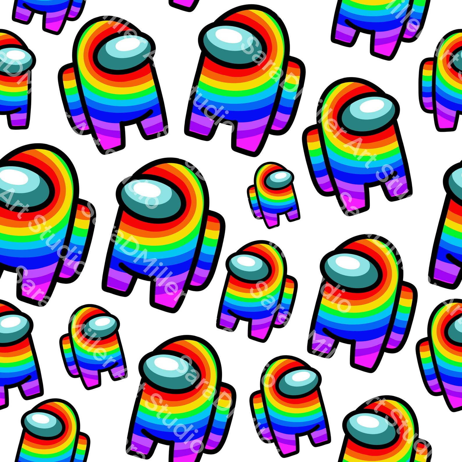AMONG US rainbow Design Seamless JPEG File digital download | Etsy