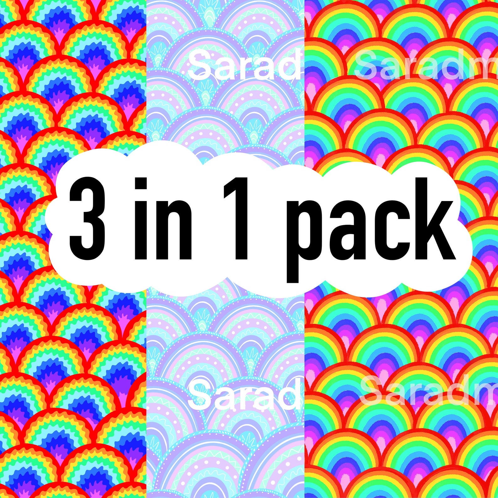 3 in 1 FUN colourful Rainbow scales Design pack Seamless / Etsy