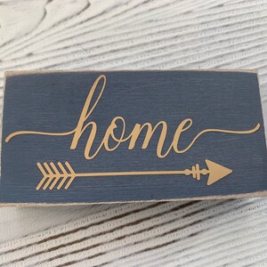 Mini wood sign, mini sign, tiered tray sign, shelf sitter, mantle decor, accent sign, gift for her, gift for him, Home with arrow