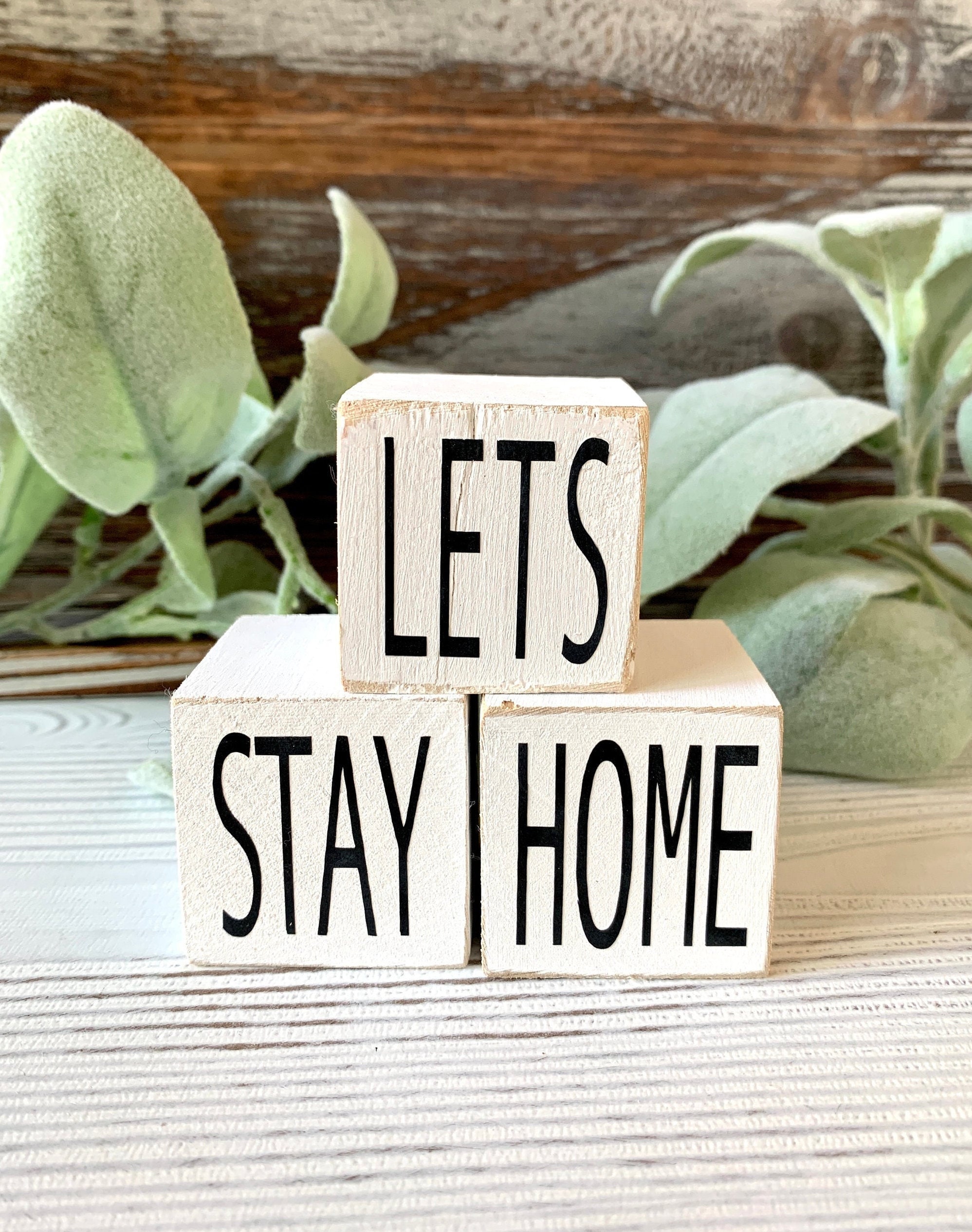 Mini Wood Sign, Wood Block Sign, Set of 3 Small Blocks, Mantle Decor ...