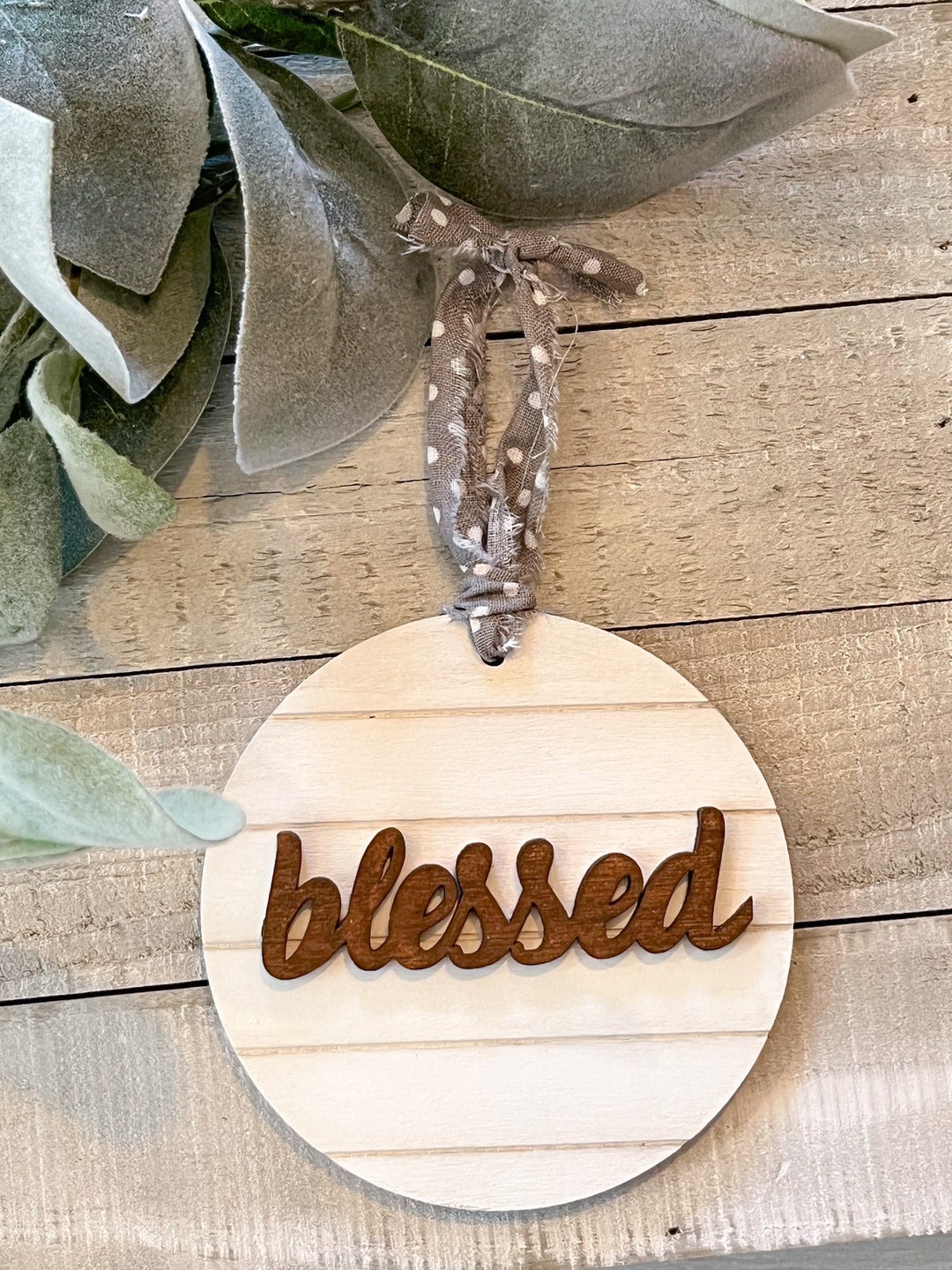 Ornament, Tag, Wreath Tag, Blessed, Shiplap Look, Wood Ornament, 3.75 ...