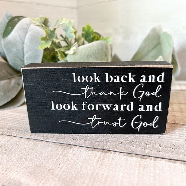 Mini wood sign, Thank God Trust God, mantle decor, small shelf decor, tiered tray, shelf sitter, gift, Christian sign, inspirational sign