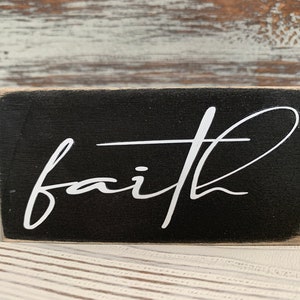 Mini wood sign, mini wood sign, tiered tray decor, shelf sitter, mantle decor, religious, christian sign, Faith