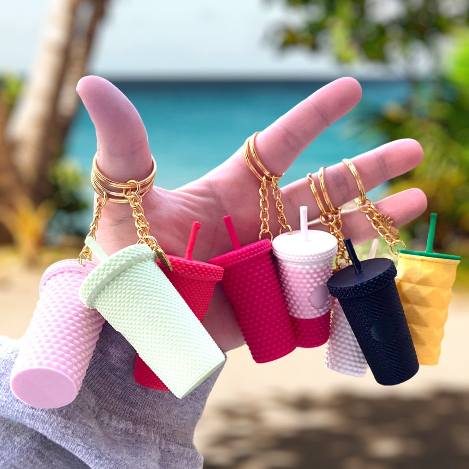 Starbucks Keychain Studded Tumbler Keychain Cute Etsy