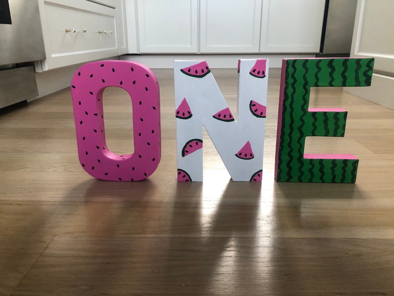 photo prop one in a melon ONE watermelon letters 1st birthday room decor