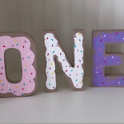 Custom ONE Letters Donut Theme Cake Smash 1st Birthday Etsy