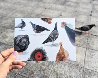 Pigeons of NYC Art Print | Cute Art Print | Wall Decor | Postcard