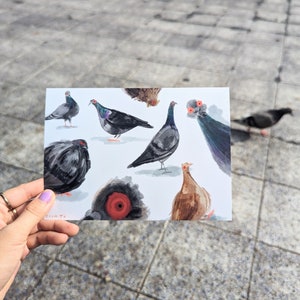 Tauben von NYC Kunstdruck | Niedlicher Kunstdruck | Wanddekoration | Postkarte