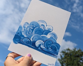 Acrylic Painted Clouds Art Print | Aesthetic Art Print | Wall Decor | Postcard