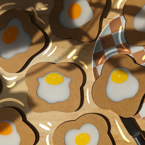 Egg Toast Coasters - Egg Toasters! | Handmade Drink Coaster | Housewarming Gift |