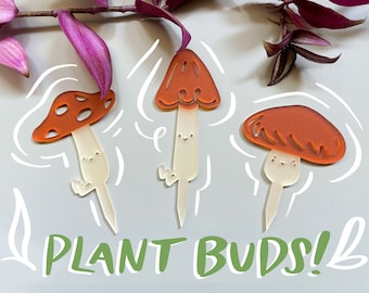Mushroom Plant Buds! | Acrylic Plant Stakes | Whimsical Decor | Plant Lover Gift
