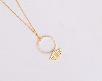 long fan necklace / Fractales Collection / Graphic jewelry / Women’s gift