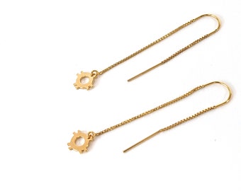 Chain earrings, dangling, gold, Aztec