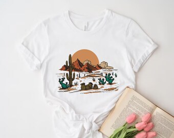 Desert Shirt, Cactus Plants, Road Trip Shirt, Cactus Shirt, Adventure Shirt, Arizona Shirt, Cactus Scene Shirt, Western Shirt, Women Shirt